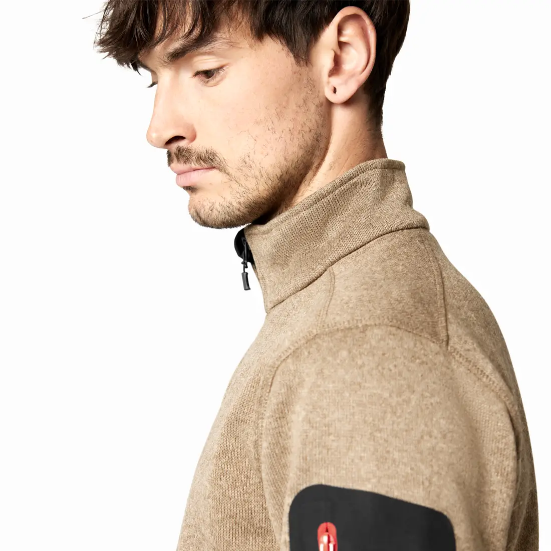 FHB - Strickfleece-Jacke CHRISTOPH beige/schwarz