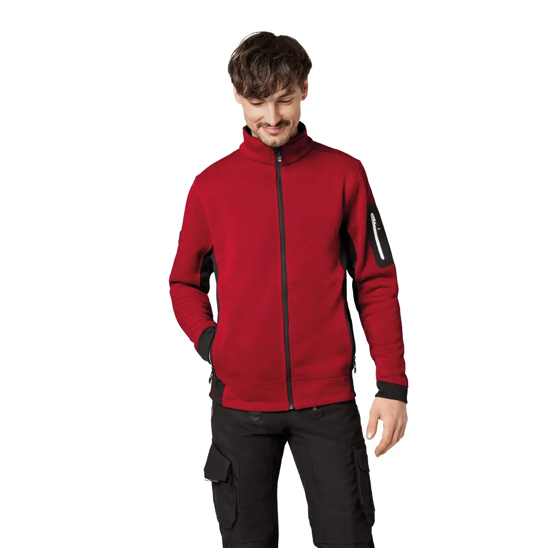 FHB - Strickfleece-Jacke CHRISTOPH rot/schwarz