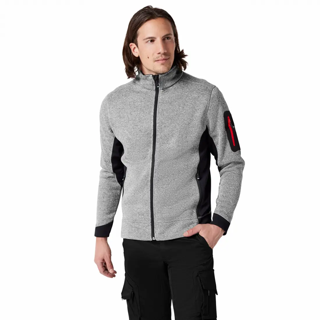 FHB - Strickfleece-Jacke CHRISTOPH grau/schwarz