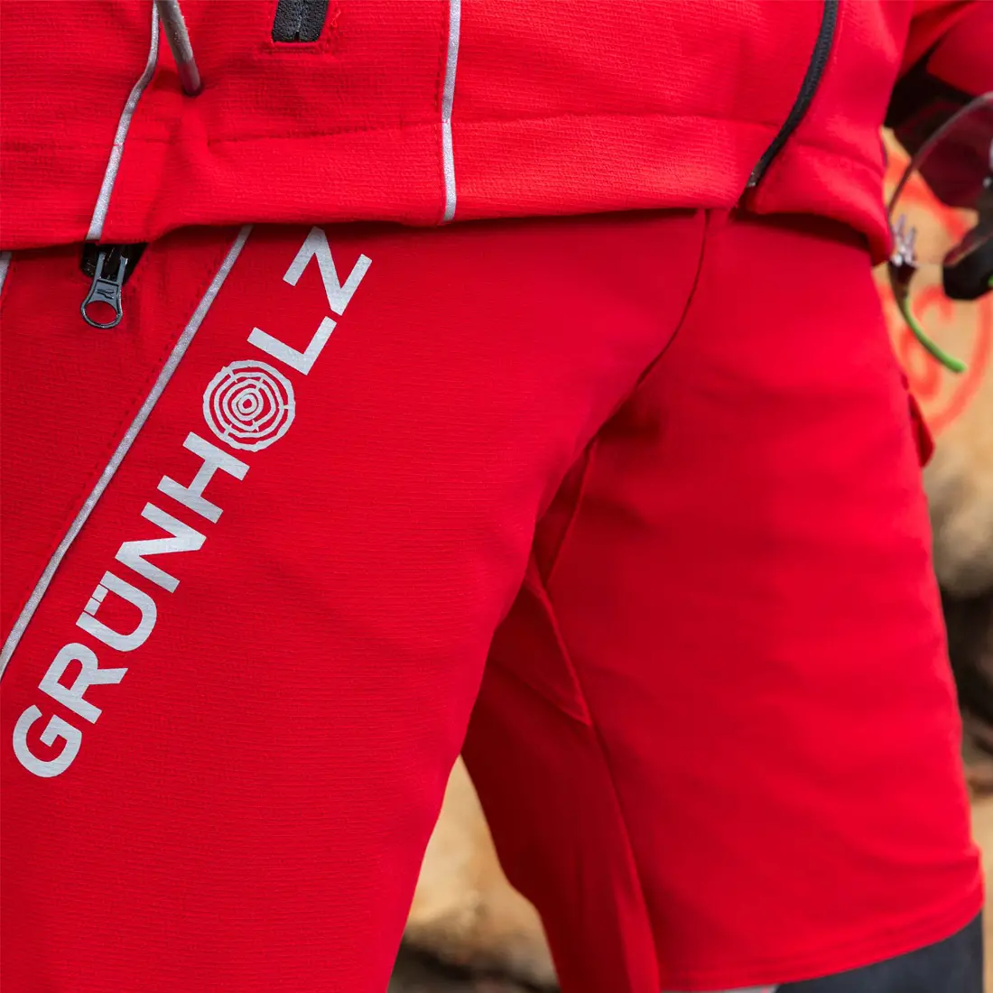 GRÜNHOLZ - Schnittschutzhose PRO³FLEX Klasse 1 rot/anthrazit