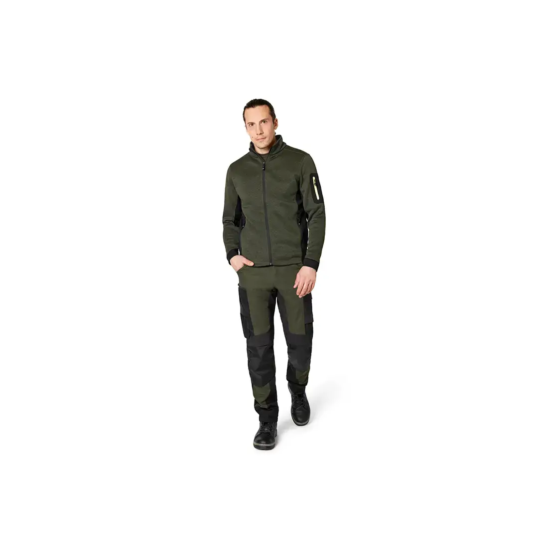FHB - Strickfleece-Jacke CHRISTOPH oliv/schwarz