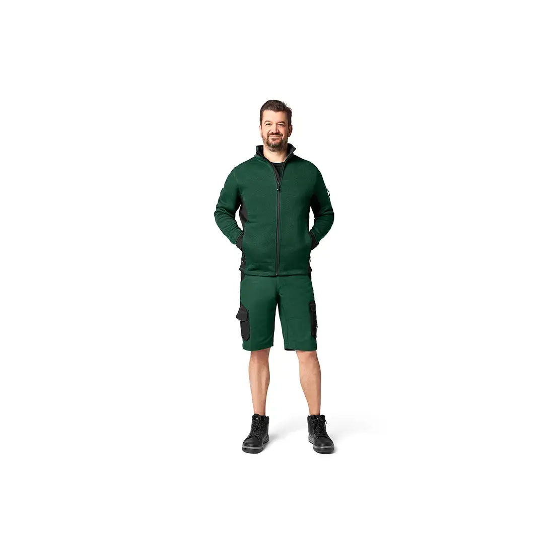 FHB - Strickfleece-Jacke CHRISTOPH grün/schwarz