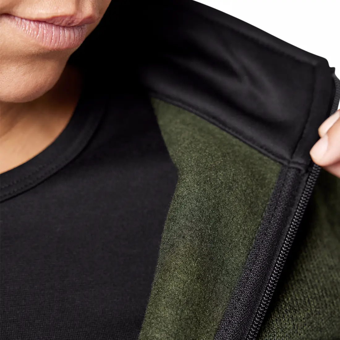 FHB - Strickfleece-Jacke MARIEKE Damen oliv/schwarz