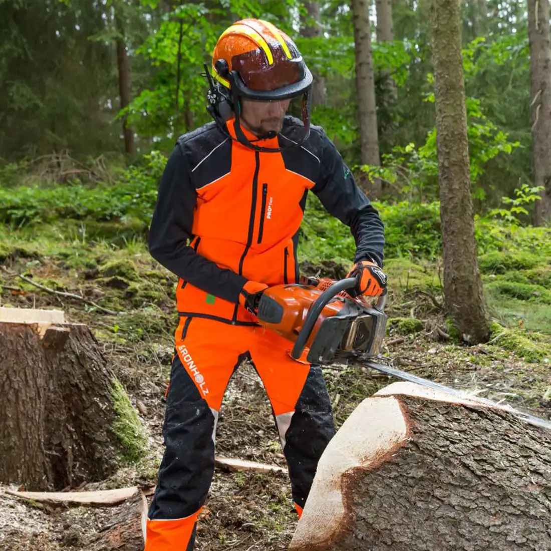 GRÜNHOLZ - Schnittschutzhose PRO³FLEX Klasse 1 orange/anthrazit