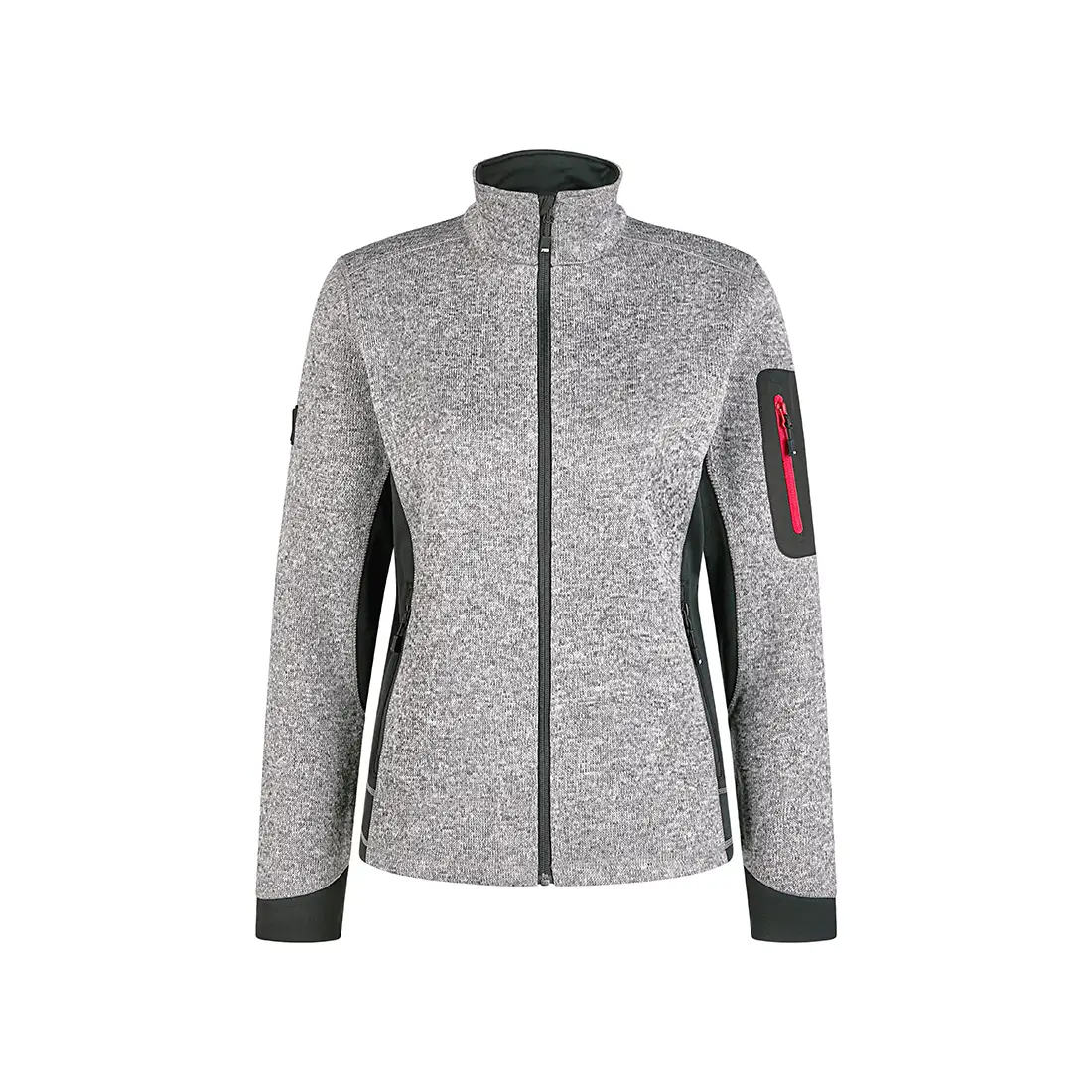 FHB - Strickfleece-Jacke MARIEKE Damen grau/schwarz