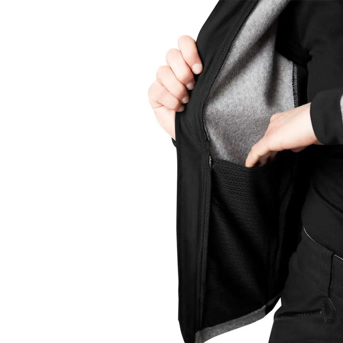 FHB - Strickfleece-Jacke MARIEKE Damen grau/schwarz