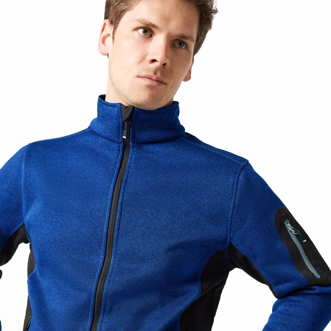 FHB - Strickfleece-Jacke CHRISTOPH royalblau/schwarz