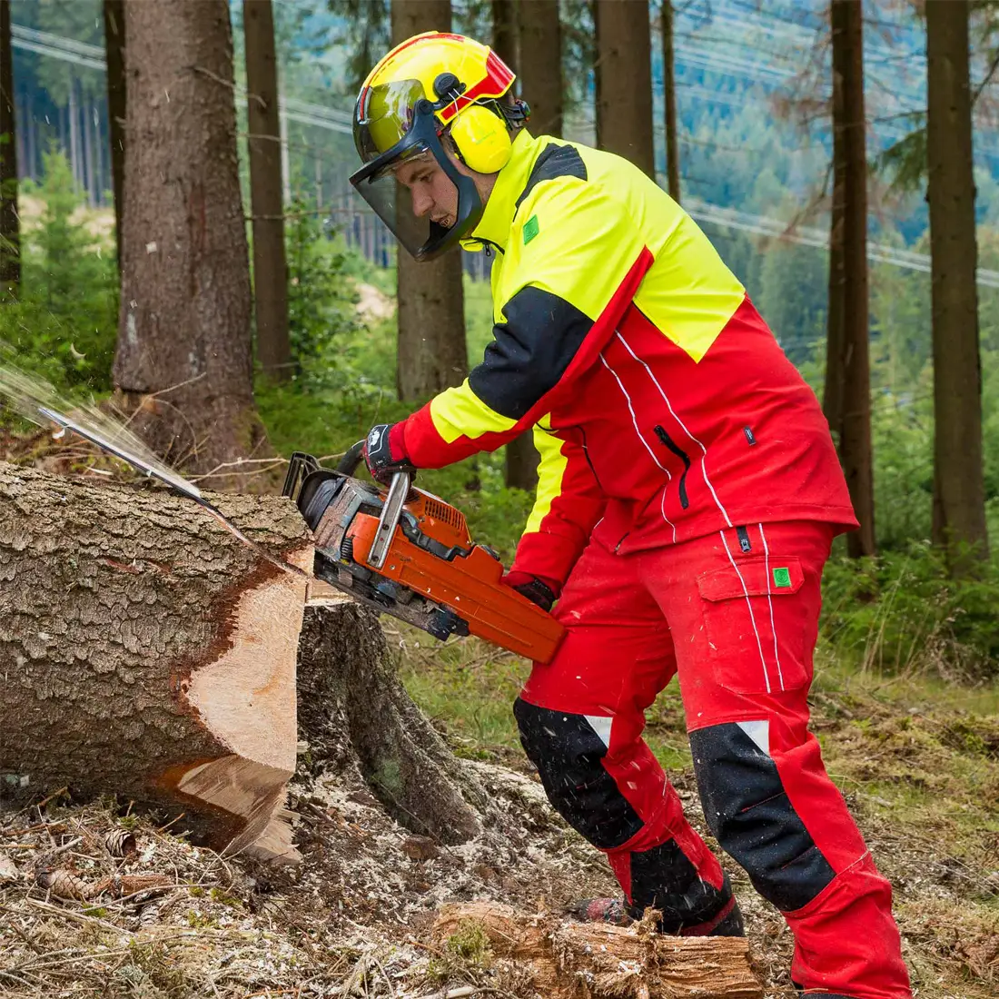 GRÜNHOLZ - Schnittschutzhose PRO³AIR Klasse 1 rot