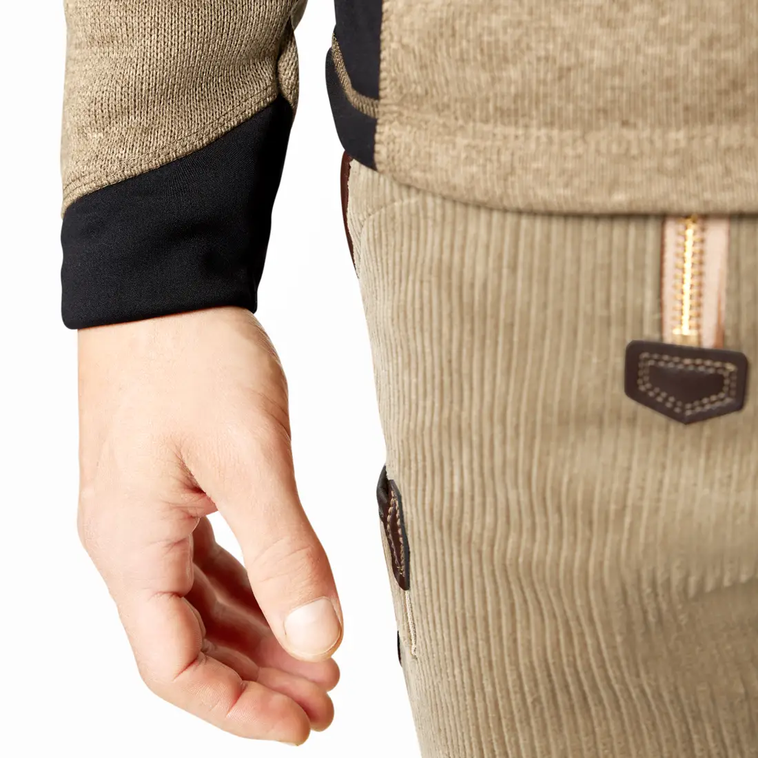 FHB - Strickfleece-Jacke CHRISTOPH beige/schwarz