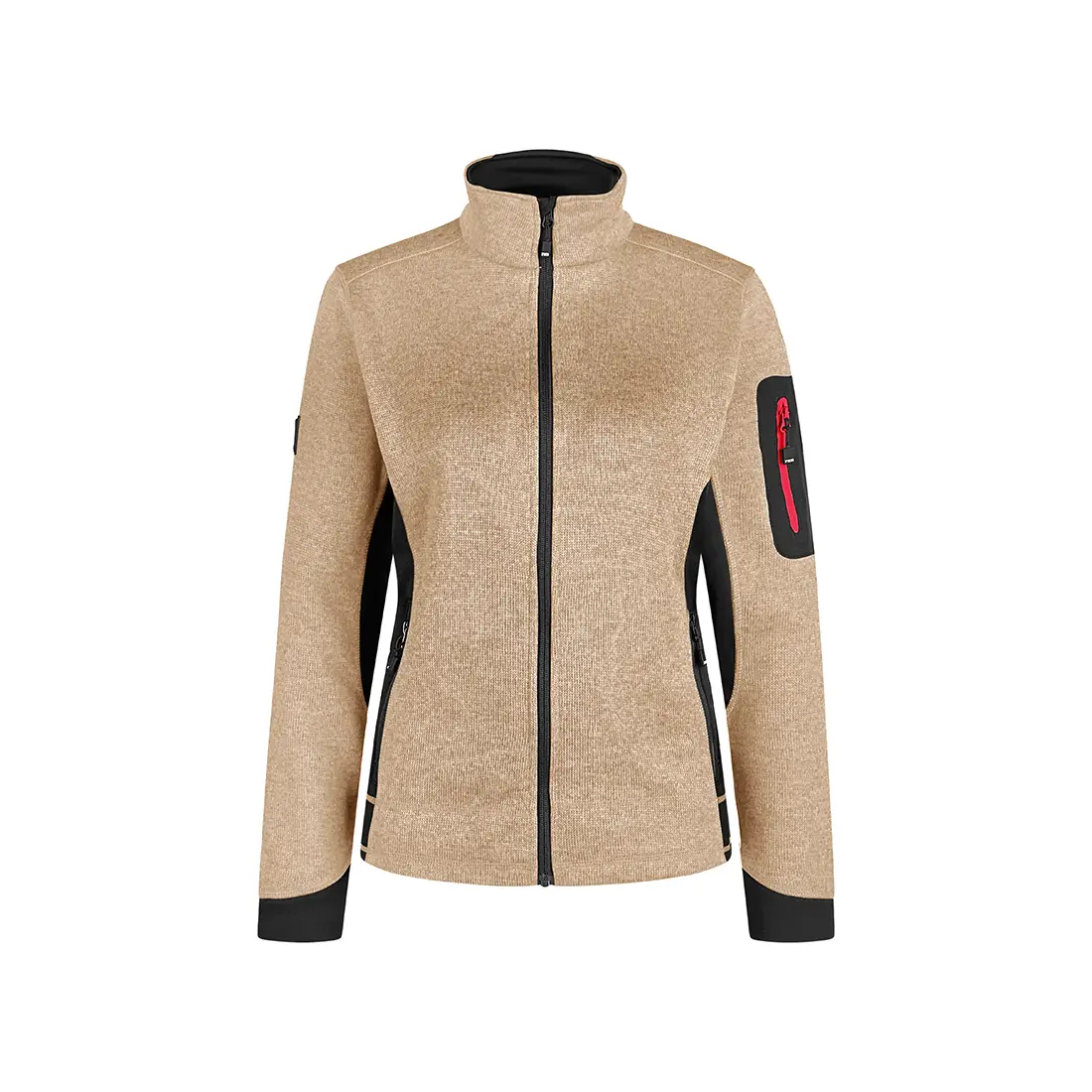 FHB - Strickfleece-Jacke MARIEKE Damen beige/schwarz