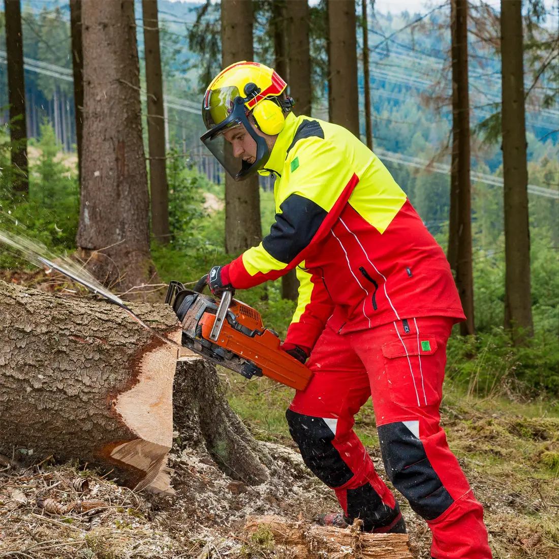 GRÜNHOLZ - Forstjacke PRO³AIR rot/gelb