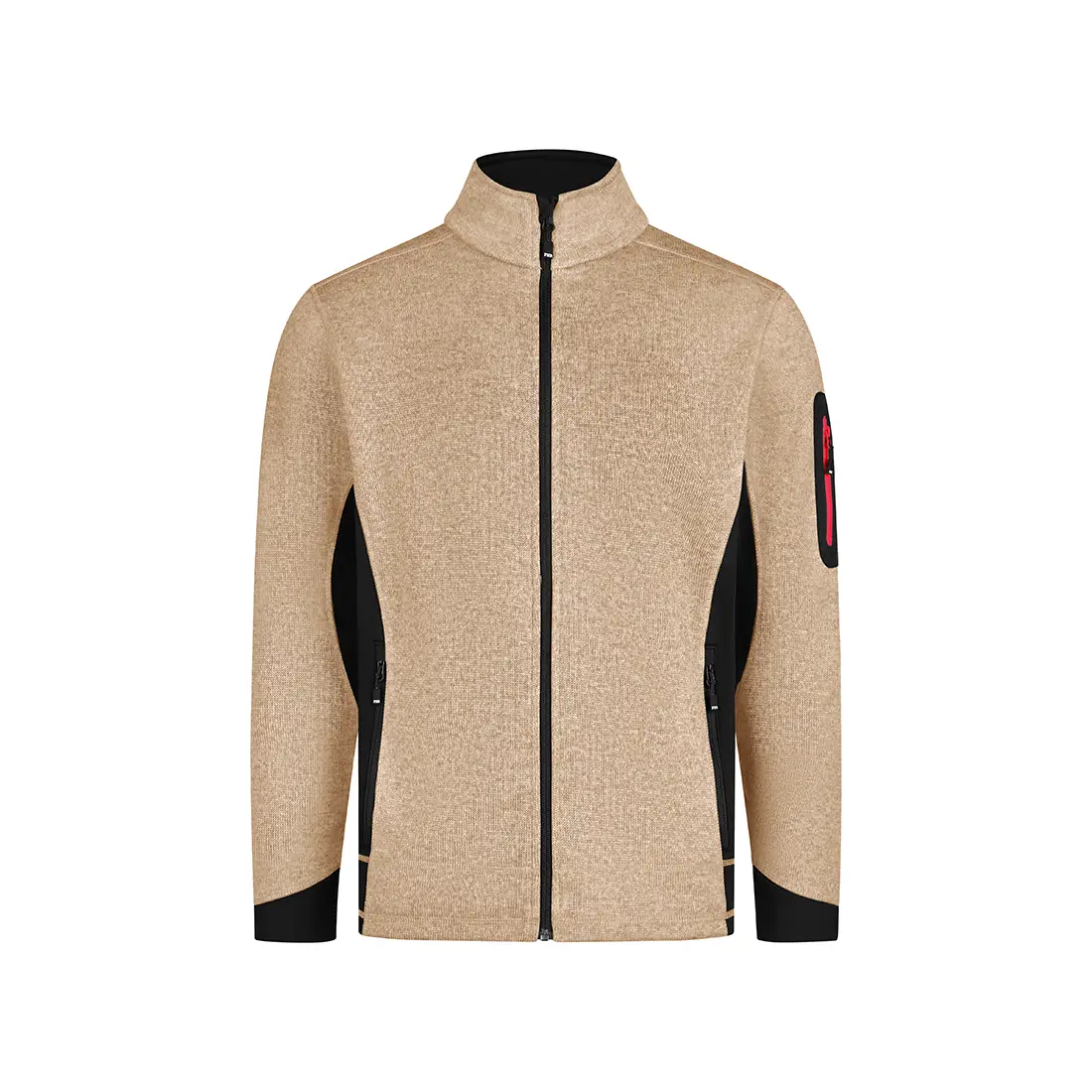 FHB - Strickfleece-Jacke CHRISTOPH beige/schwarz