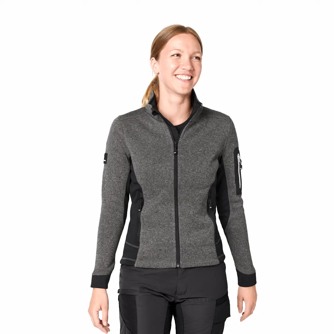 FHB - Strickfleece-Jacke MARIEKE Damen anthrazit/schwarz