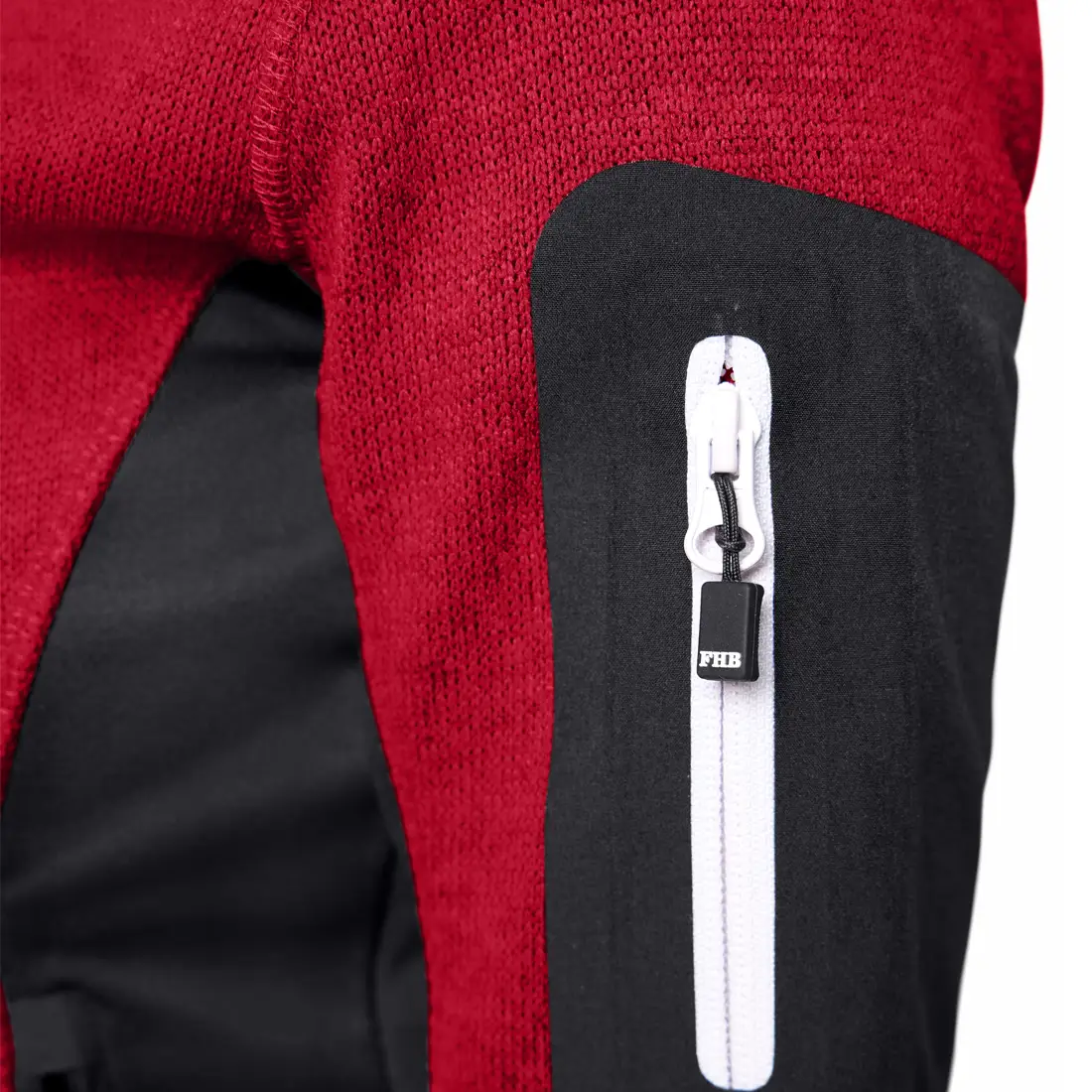 FHB - Strickfleece-Jacke MARIEKE Damen rot/schwarz