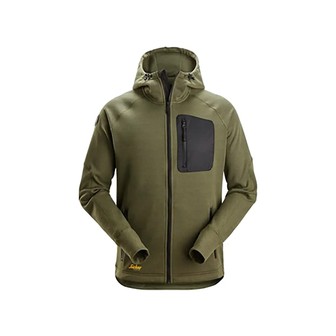 SNICKERS - FlexiWork Fleece-Hoodie mit Reißverschluss khakigrün/schwarz