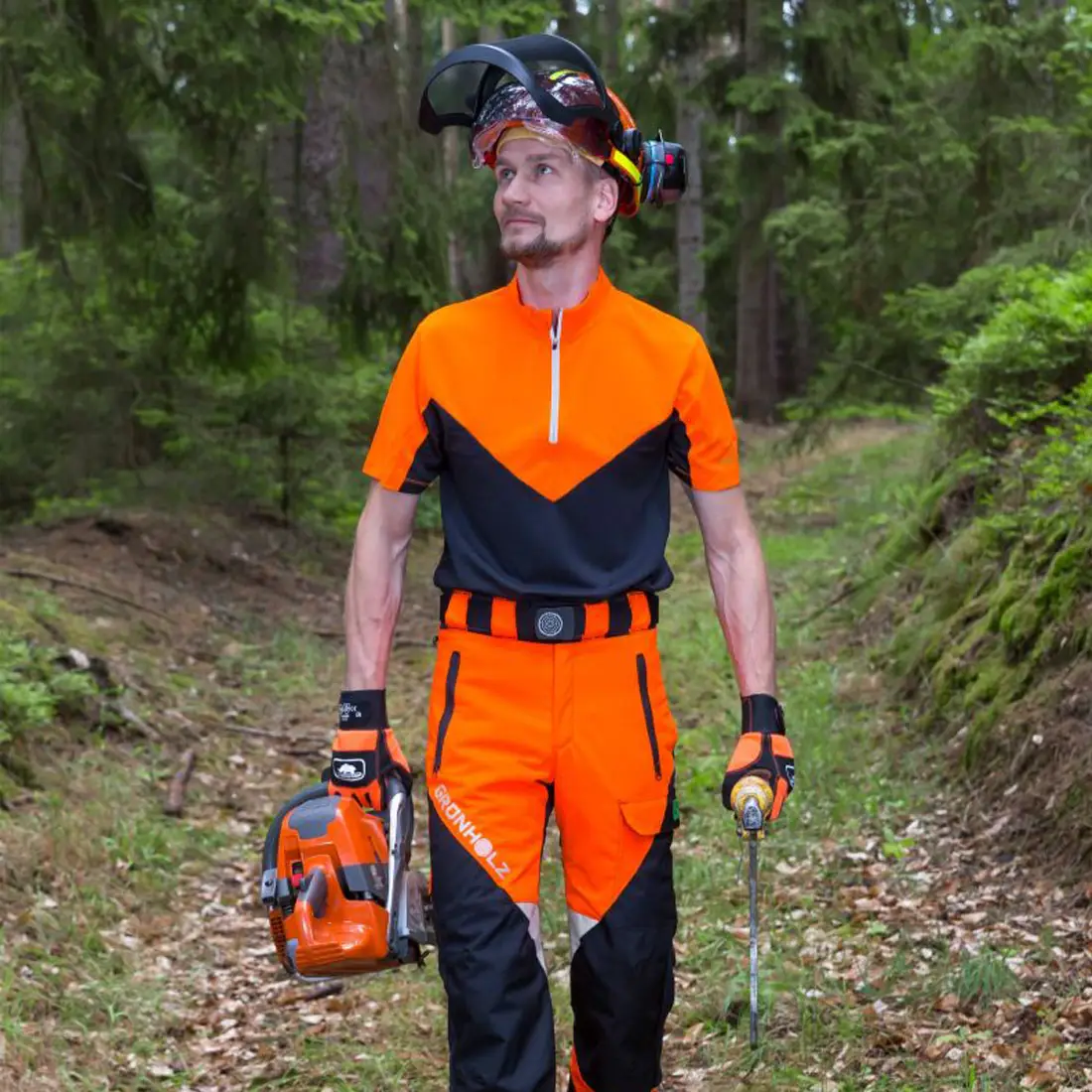 GRÜNHOLZ - Schnittschutzhose PRO³FLEX Klasse 1 orange/anthrazit